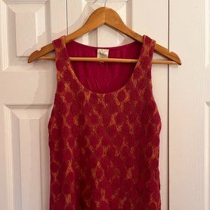 Anthropologie Made In San Francisco Pink/Yellow Layered Lace Tank Top (size S)